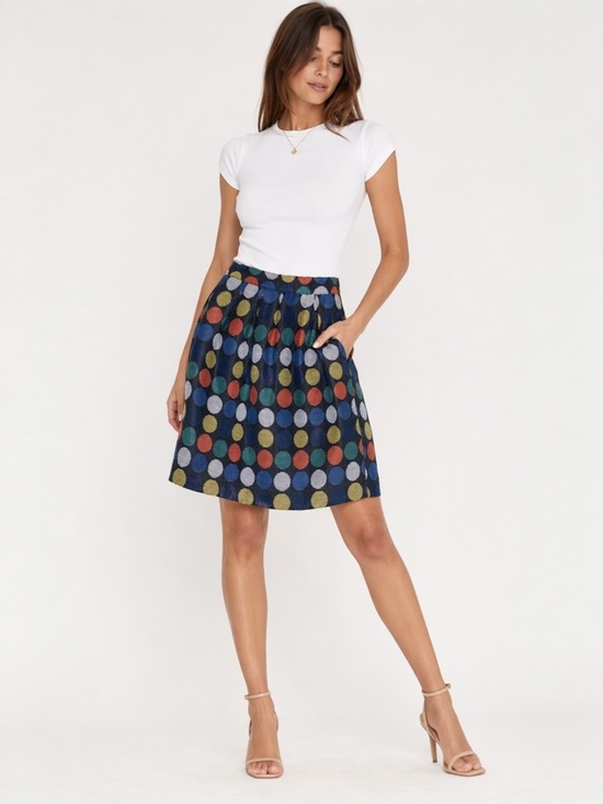 Hutch Dresses & Skirts - Hutch Anthropologie Polka Dot Jacquard Skirt A-Line Pleated Multicolor Size 4P